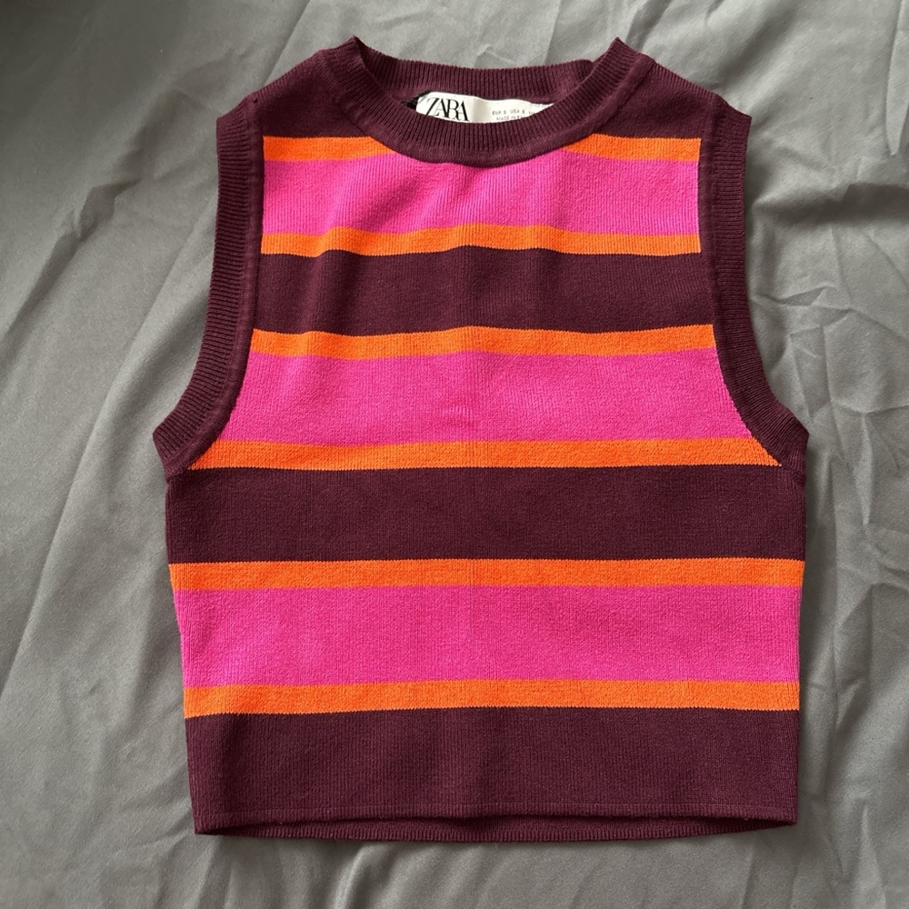 Zara Colorful Striped Knit Top